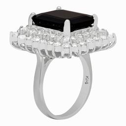 14k White Gold 10.26ct Sapphire 2.71ct Diamond Ring