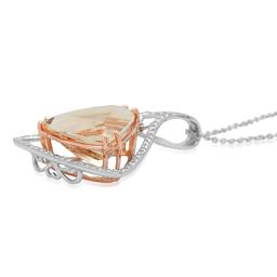 14K Gold 23.99ct Morganite 1.03ct Diamond Pendant