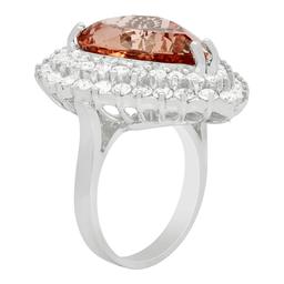 14K Gold 12.42ct Morganite 2.69ct Diamond Ring