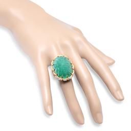 18K Yellow Gold Setting with Approx. 25ct Emerald and 1.60ct Diamond Ladies Ring