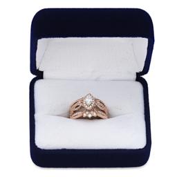 14K Rose Gold Two Ring Set with 1.29tcw Diamond Ladies Ring