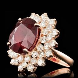 14K Rose Gold 13.13ct Ruby and 3.23ct Diamond Ring