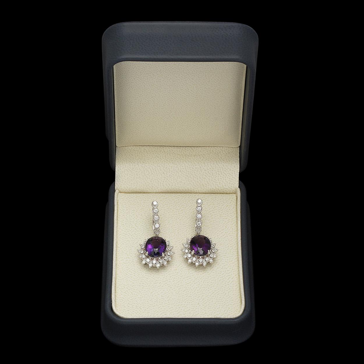 14K Gold 9.46ct Amethyst 1.41ct Diamond Earrings