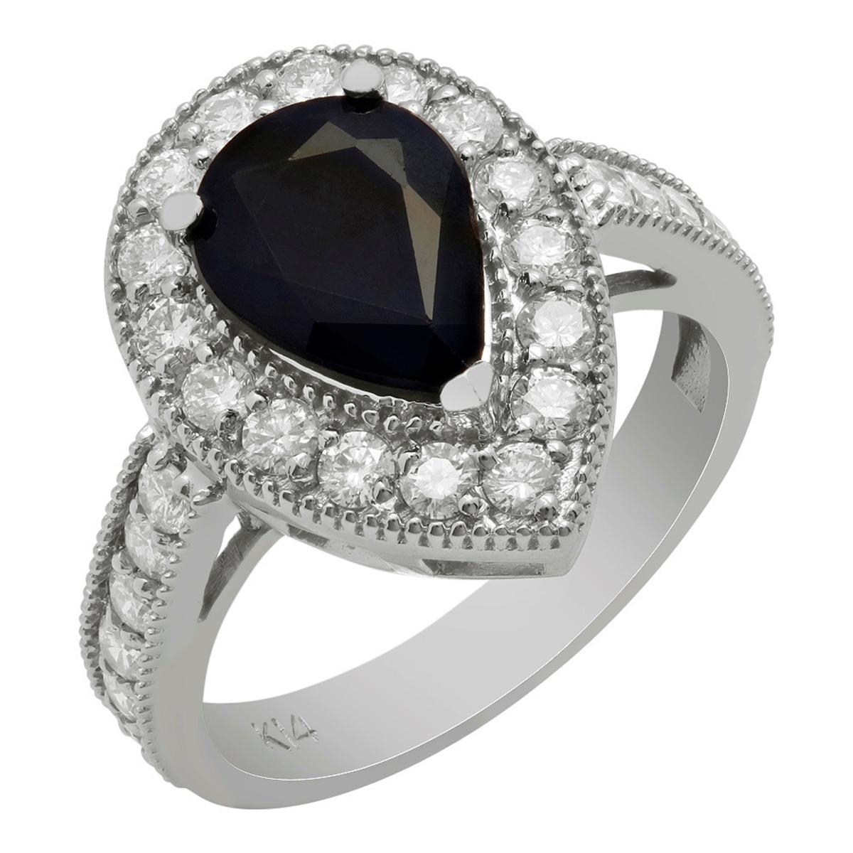 14k White Gold 2.09ct Sapphire 1.07ct Diamond Ring