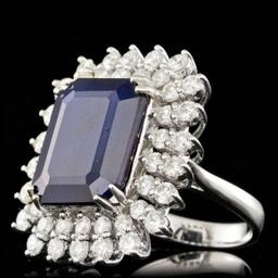 14K White Gold 13.69ct Sapphire and 2.44ct Diamond Ring