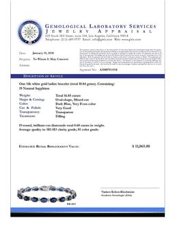 14k White Gold 16.85ct Sapphire 0.60ct Diamond Bracelet