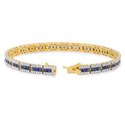 14K Yellow Gold 4.80ct Sapphire and 2.26ct Diamond Bracelet