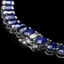 14K White Gold 53.22ct Sapphire and 1.42ct Diamond Necklace