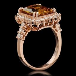 14K Rose Gold 5.02ct Beryl and 1.10ct Diamond Ring