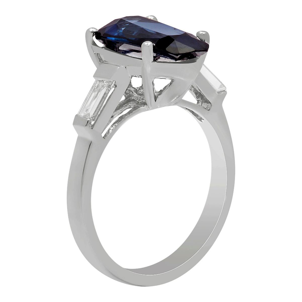 14k White Gold 3.90ct Sapphire 0.54ct Diamond Ring