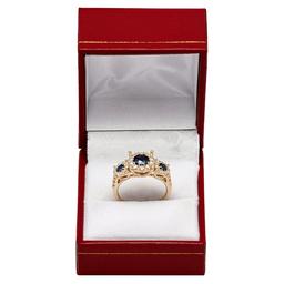 14k Yellow Gold 0.78ct Lab Created Sapphire 0.84ct Diamond Ring