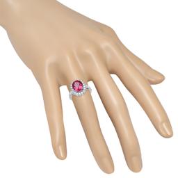 14K White Gold with 4.10ct Pink Topaz and 0.78ct Diamond Ladies Ring