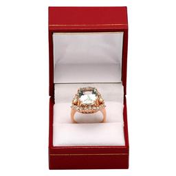14k Rose Gold 7.94ct Aquamarine 2.07ct Diamond Ring