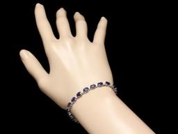 14K Gold 12.25ct Sapphire 0.47ct Diamond Bracelet