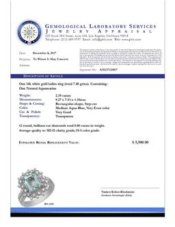 14k White Gold 2.39ct Aquamarine 0.80ct Diamond Ring