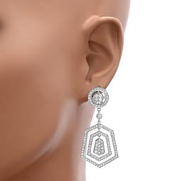 18K White Gold Setting with 2.87ct Diamond Ladies Earrings