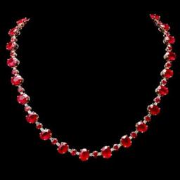 14K Yellow Gold 68.85ct Ruby and 1.82ct Diamond Necklace