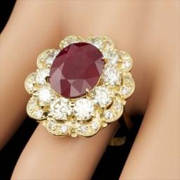 14K Yellow Gold 5.82ct Ruby and 2.82ct Diamond Ring