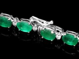 14K Gold 13.31ct Emerald 0.80ct Diamond Bracelet