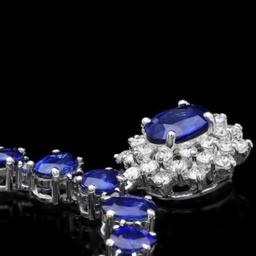 14K White Gold 47.50ct Sapphire and 1.85ct Diamond Necklace
