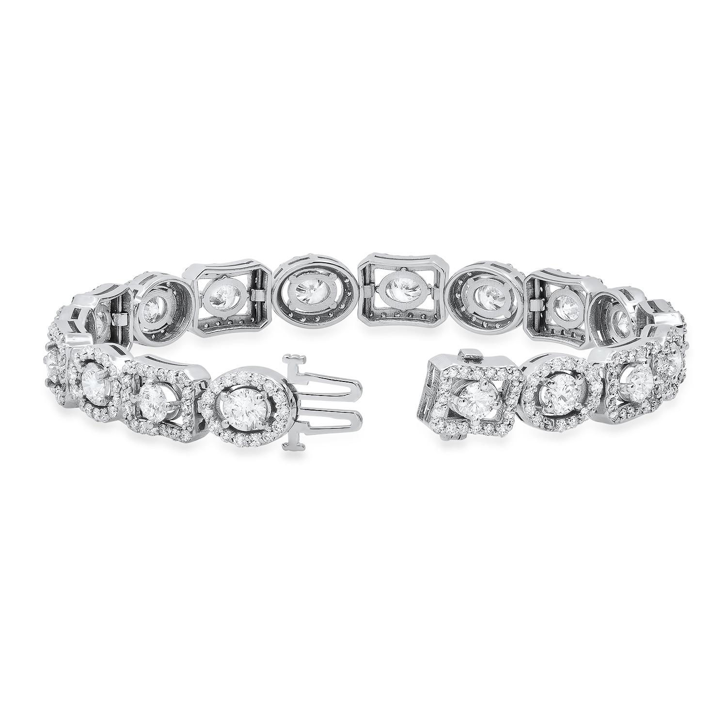 14K White Gold Setting with 9.36ct Diamond Bracelet