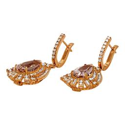 14k Rose Gold 6.75ct Morganite 3.14ct Diamond Earrings