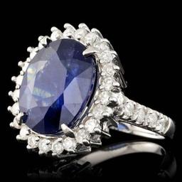 14K White Gold 8.82ct Sapphire and 1.12ct Diamond Ring