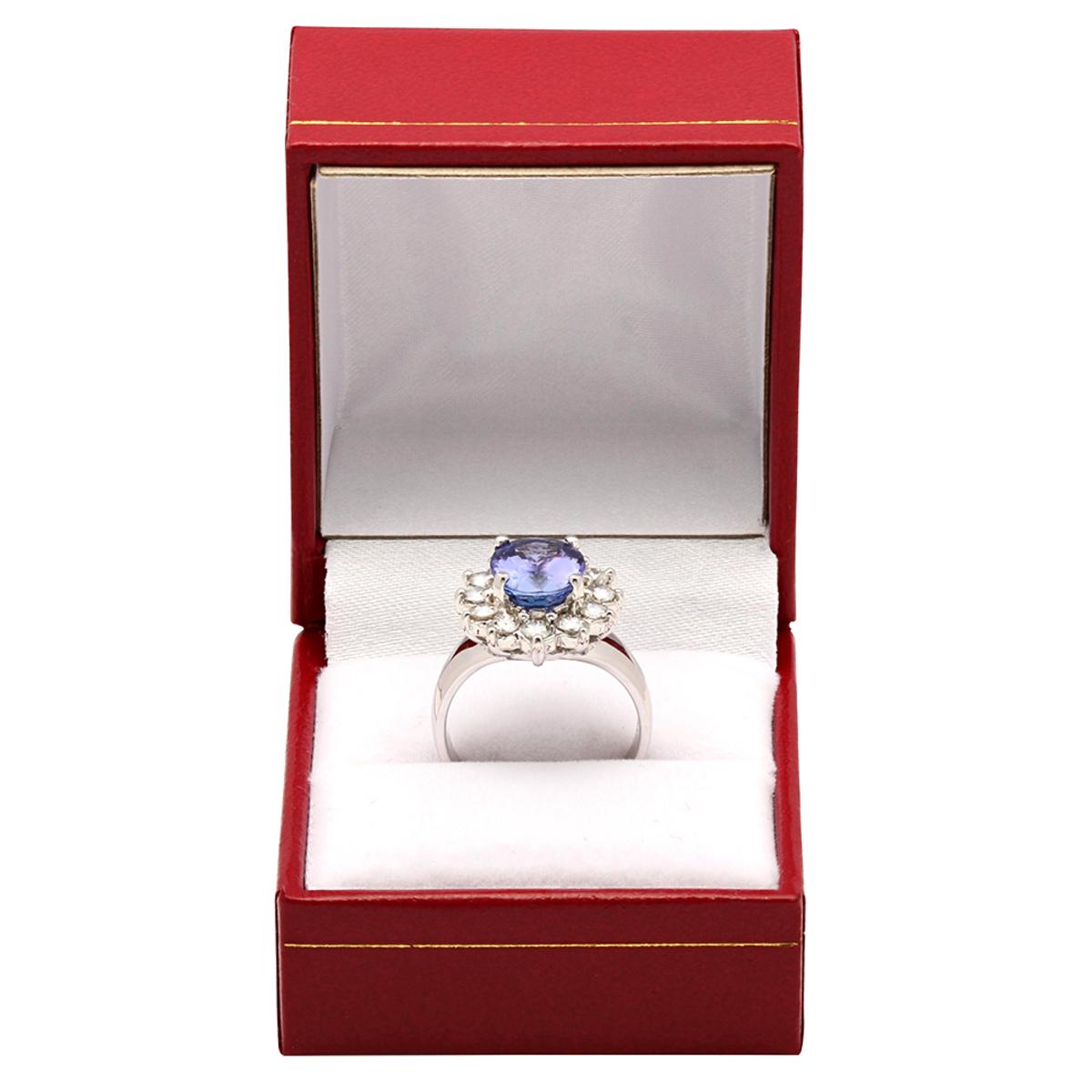 14k White Gold 3.43ct Tanzanite 1.00ct Diamond Ring