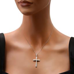 18K White Gold setting with 0.77ct Diamond Cross Pendant