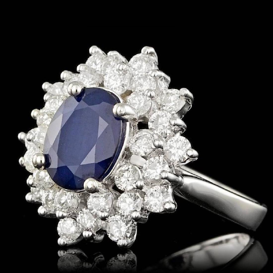 14K White Gold 1.96ct Sapphire and 1.20ct Diamond Ring