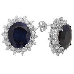 14k White Gold 18.41ct Sapphire 1.36ct Diamond Earrings