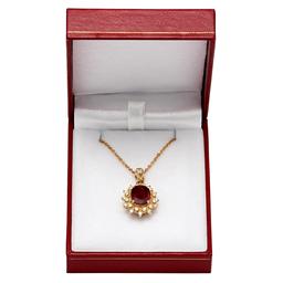 14k Yellow Gold 3.99ct Ruby 0.64ct Diamond Pendant