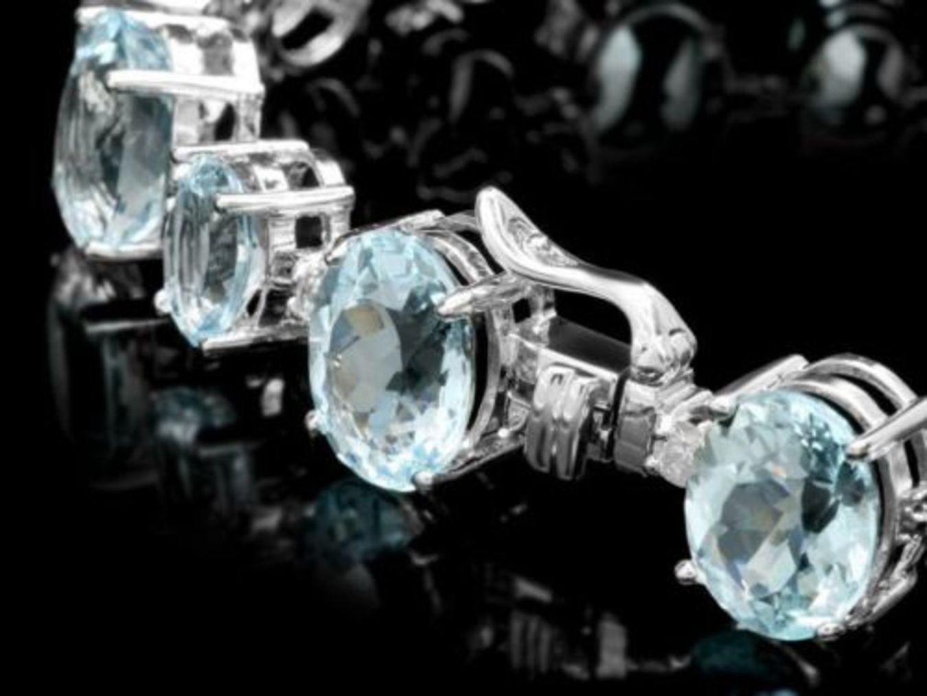 14K Gold 39.22ct Aquamarine 1.29ct Diamond Bracelet