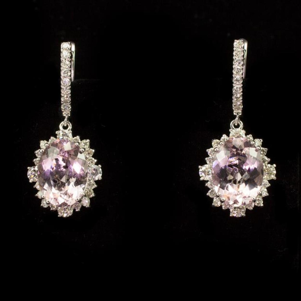 14K Gold 9.12ct Morganite 2.62ct Diamond Earrings