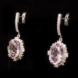 14K Gold 9.12ct Morganite 2.62ct Diamond Earrings