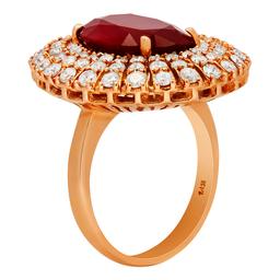 14k Rose Gold 6.71ct Ruby 1.89ct Diamond Ring