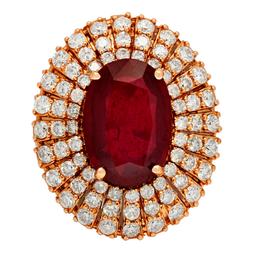 14k Rose Gold 6.71ct Ruby 1.89ct Diamond Ring