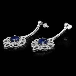 18K Gold 13.89ct Sapphire 4.11ct Diamond Earrings