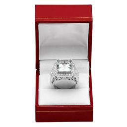 14k White Gold 9.65ct Aquamarine 2.12ct Diamond Ring