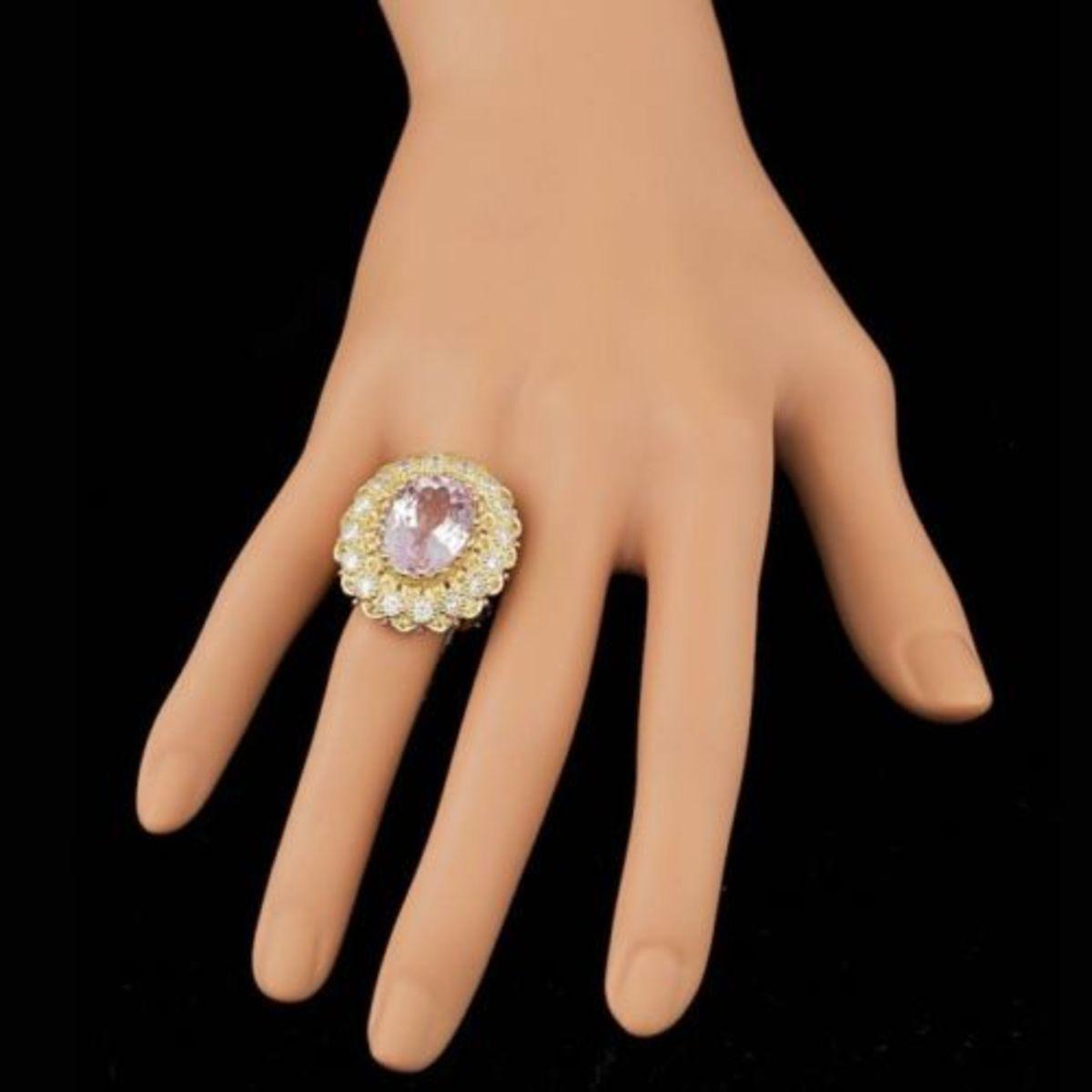 14K Yellow and Pink Gold 14.15ct Kunzite and 2.07ct Diamond Ring