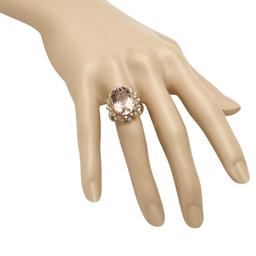 14K Yellow Gold 9.58ct Morganite and 0.74ct Diamond Ring