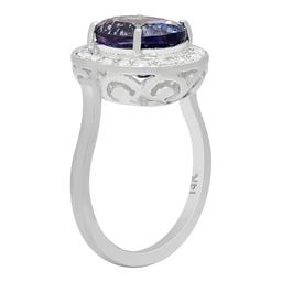 14k White Gold 5.61ct Tanzanite 0,32ct Diamond Ring