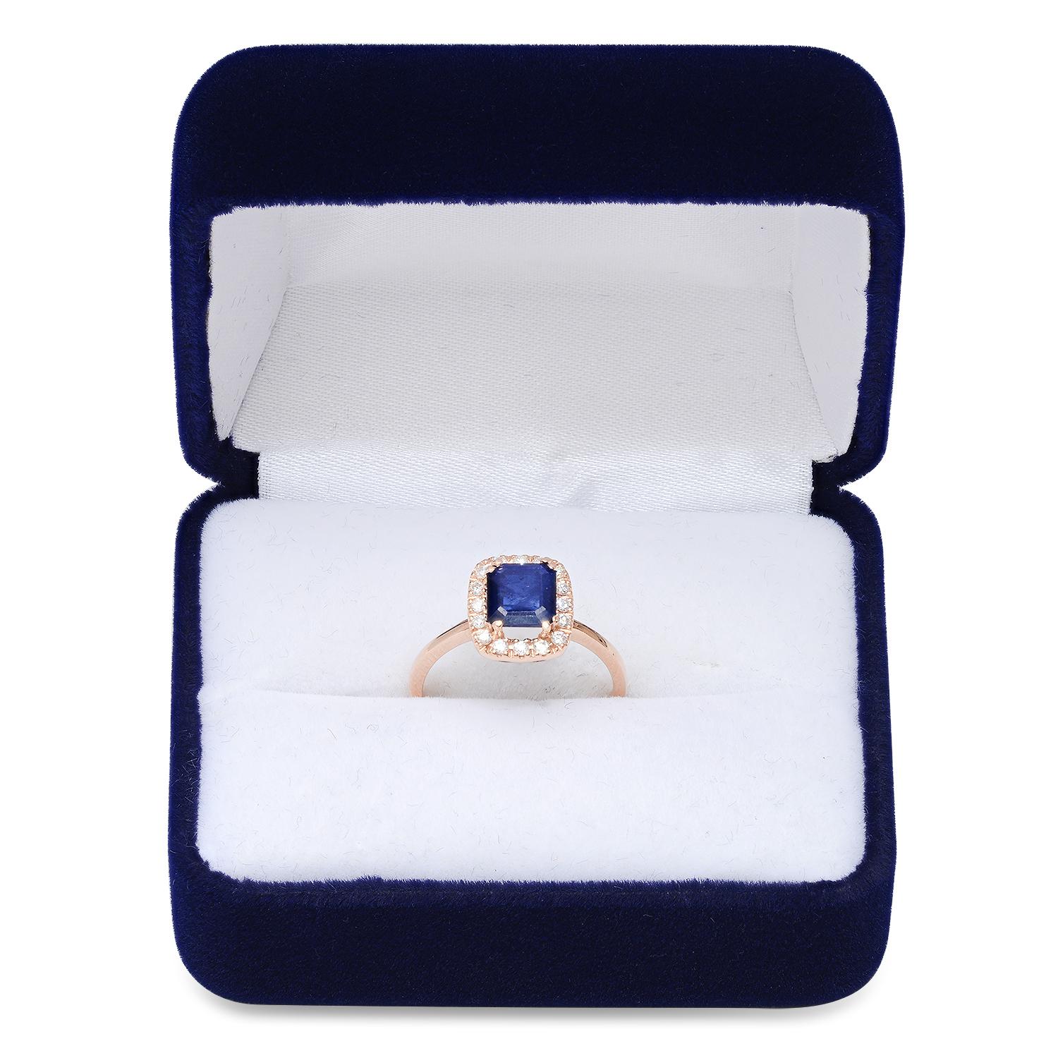 18K Rose Gold Setting with 1.21ct Sapphire and 0.24ct Diamond Ladies Ring