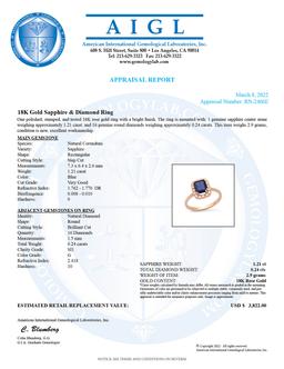 18K Rose Gold Setting with 1.21ct Sapphire and 0.24ct Diamond Ladies Ring