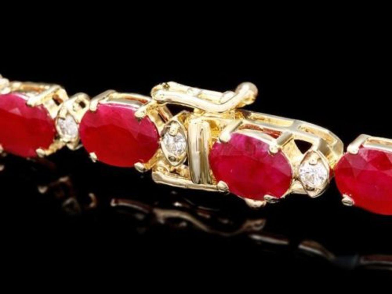 14K Gold 25.08ct Ruby 1.01ct Diamond Bracelet