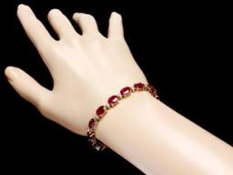 14K Gold 25.08ct Ruby 1.01ct Diamond Bracelet