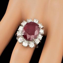 14K White Gold 11.12ct Ruby and 2.13ct Diamond Ring