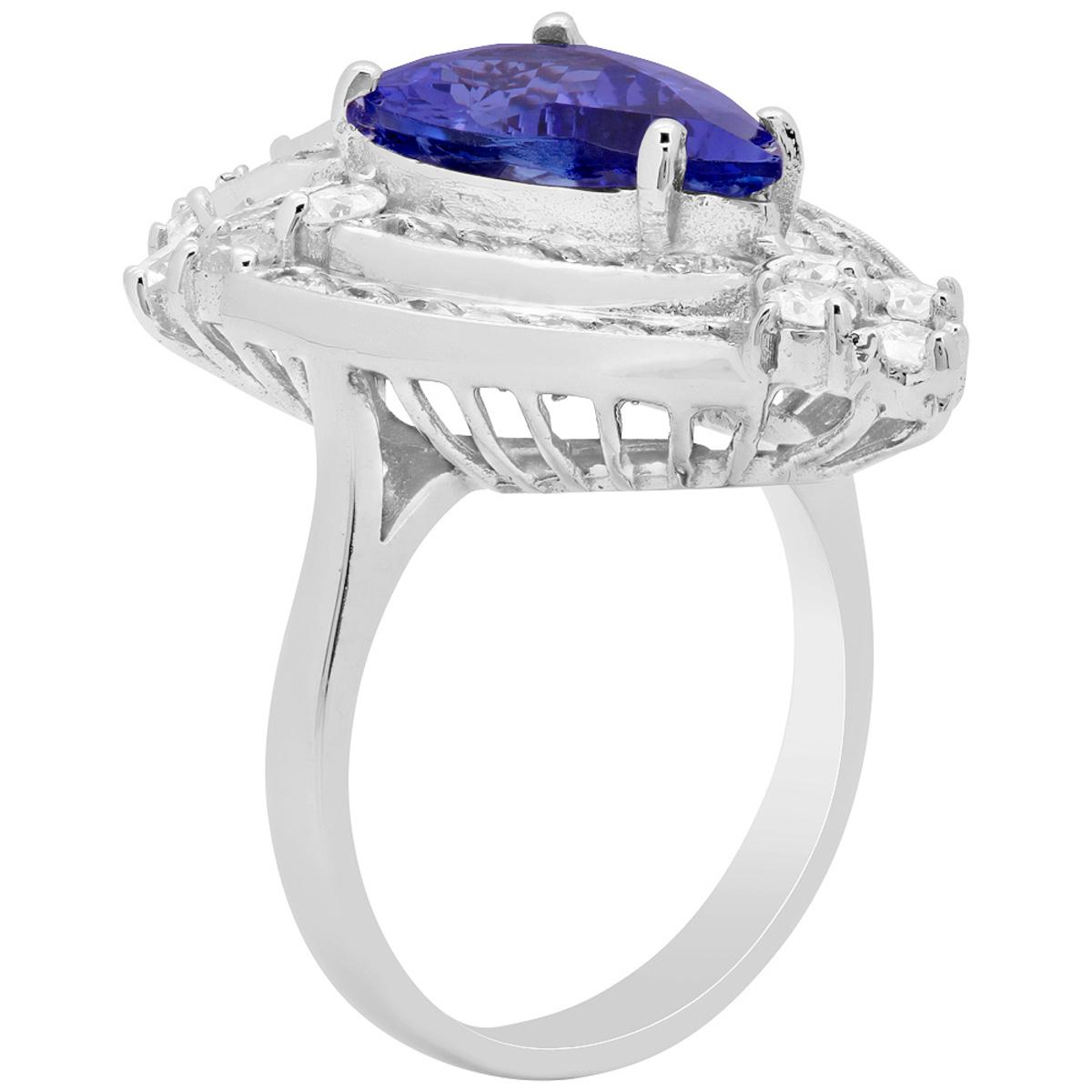 14k White Gold 3.45ct Tanzanite 1.94ct Diamond Ring