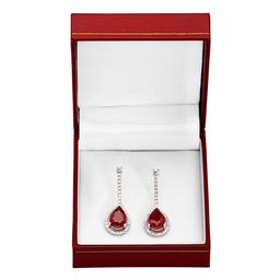 14k White Gold 6.41ct Ruby 0.89ct Diamond Earrings