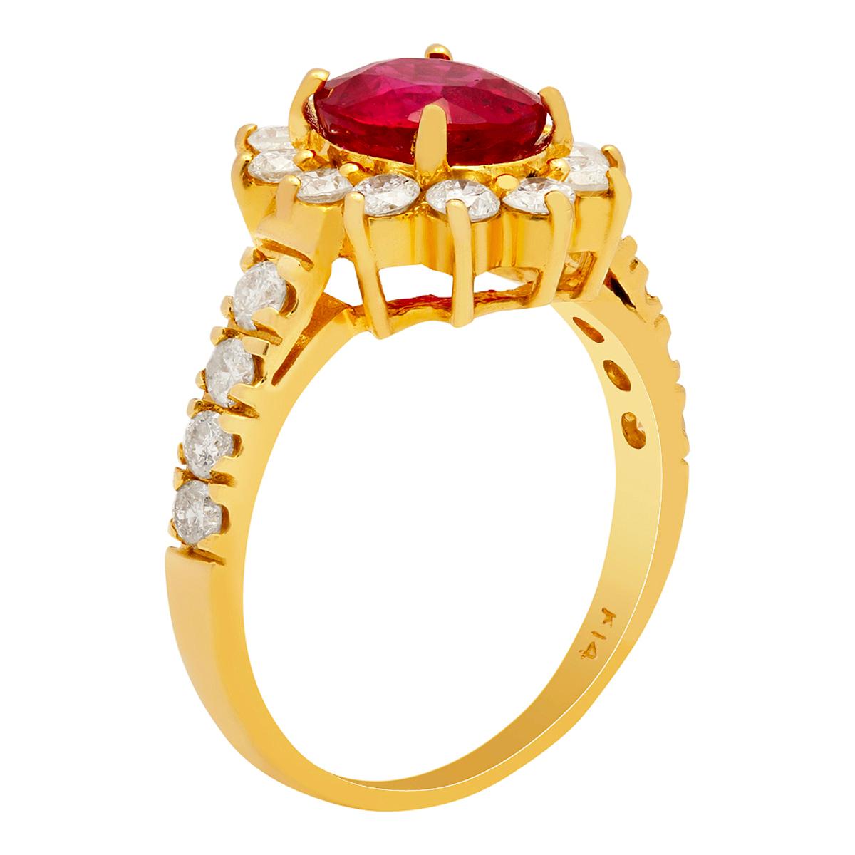 14k Yellow Gold 2.41ct Ruby 1.13ct Diamond Ring